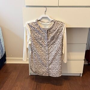 Van Heusen Cream and Brown Patterned Blouse